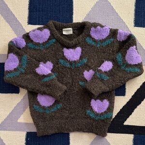 The Campamento Cozy Kids Brown Flowers Sweater